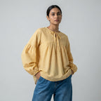 Mustard Bloom Floral Cotton Tunic - Yellow - Yesil Studio