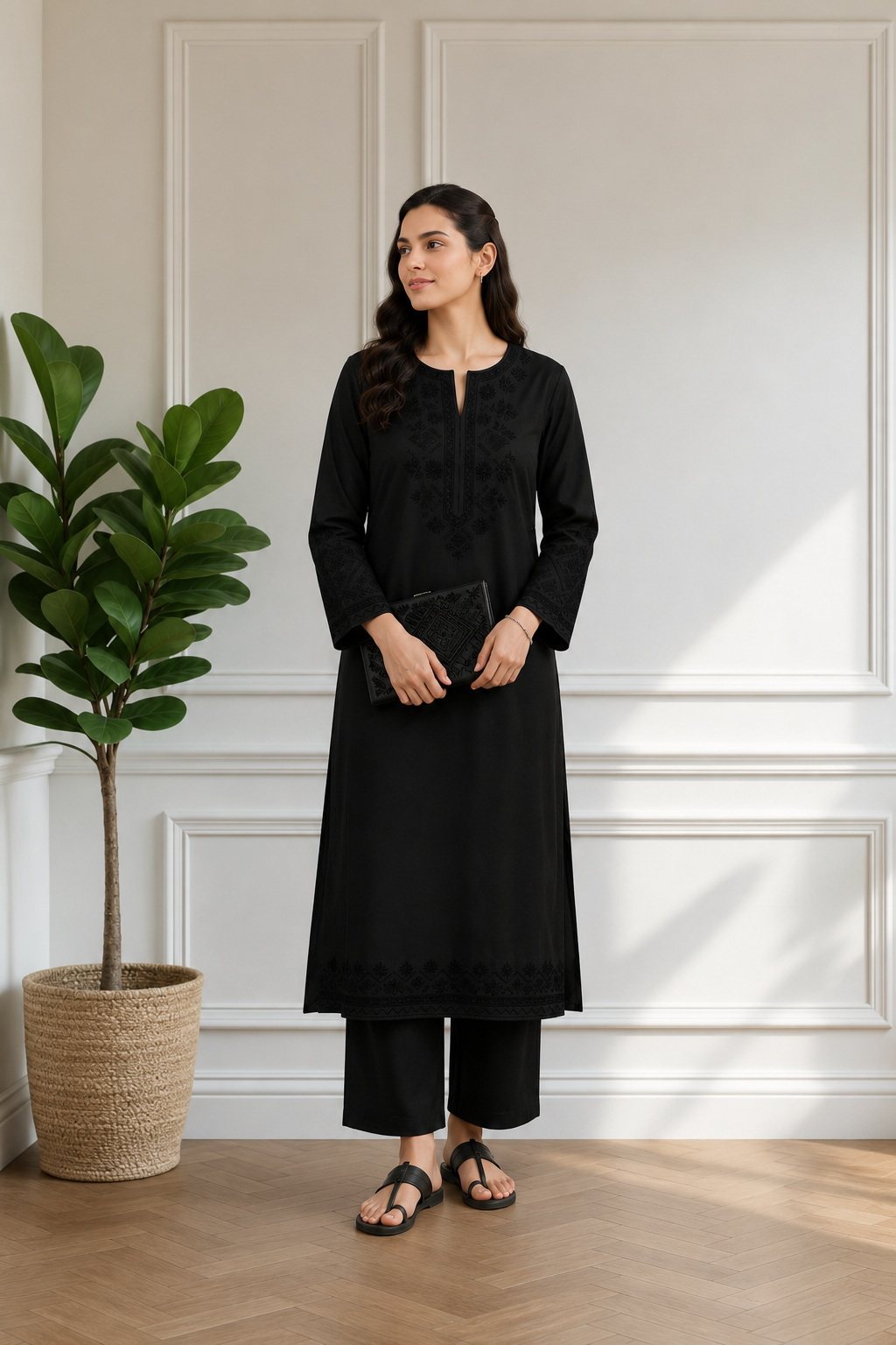 Noir Heritage – 2 Piece Embroidered Set