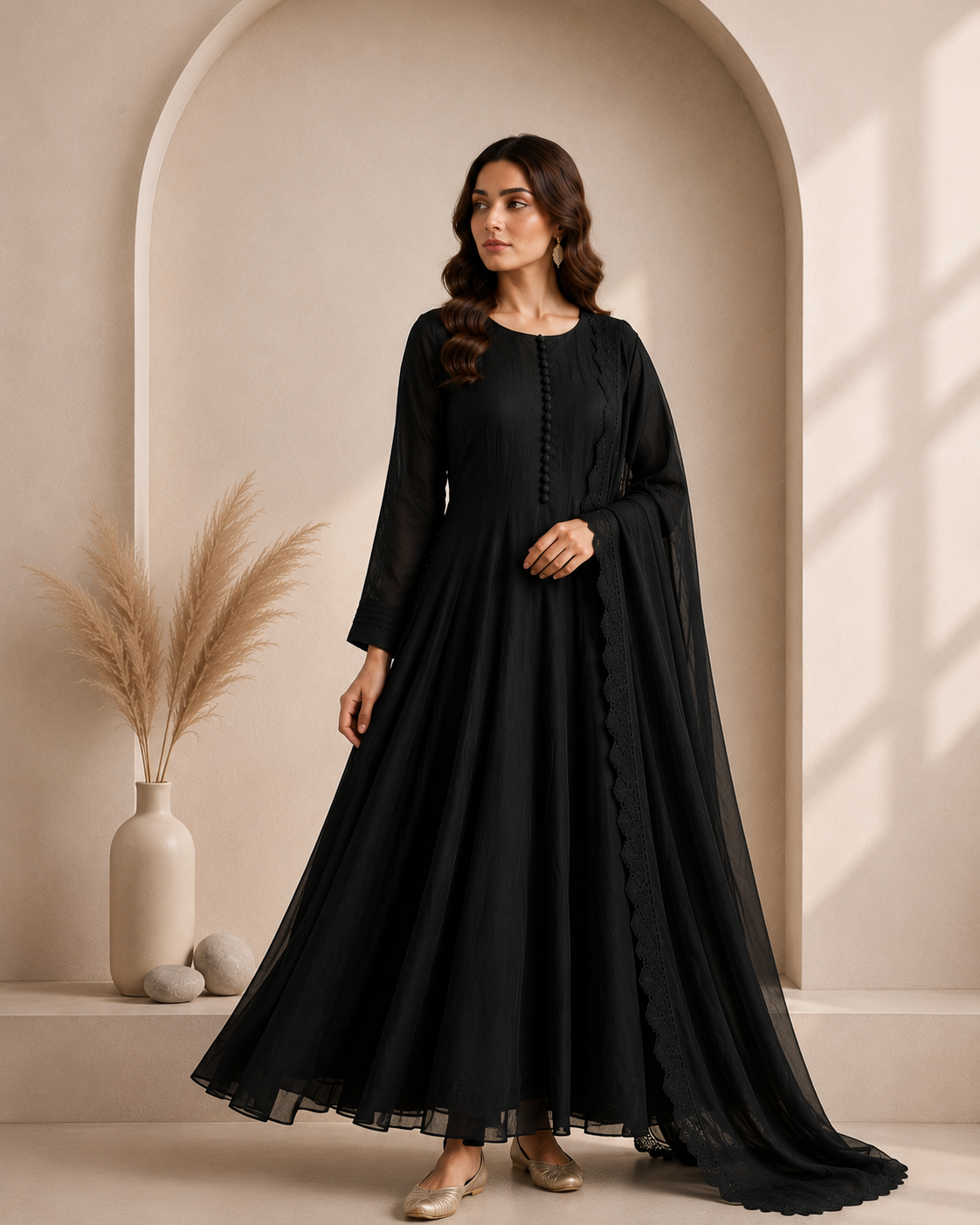 Flowing Chiffon Frock & Dupatta Set (33% OFF)