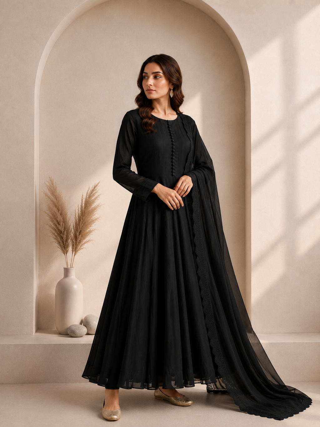 Flowing Chiffon Frock & Dupatta Set (33% OFF)
