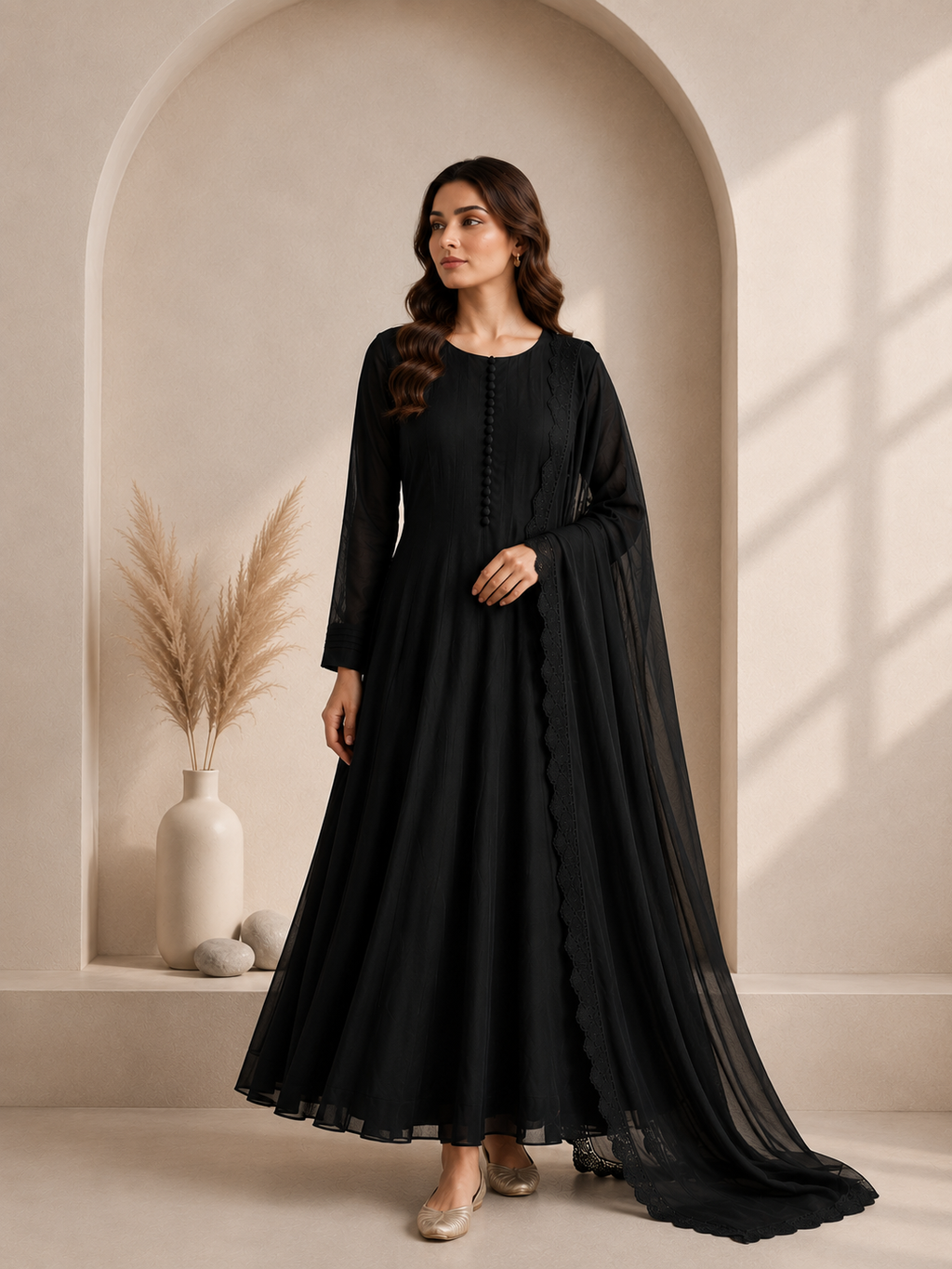 Flowing Chiffon Frock & Dupatta Set (33% OFF)