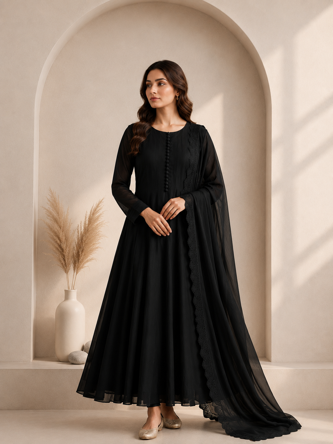 Flowing Chiffon Frock & Dupatta Set (33% OFF)