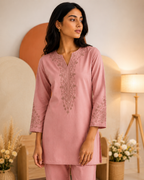 Rosewood Embroidered Cotton Co-ord Set (2 Pc)