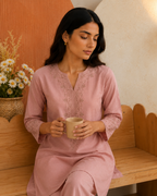 Rosewood Embroidered Cotton Co-ord Set (2 Pc)