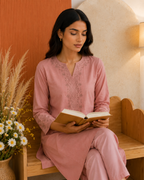 Rosewood Embroidered Cotton Co-ord Set (2 Pc)