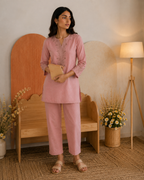 Rosewood Embroidered Cotton Co-ord Set (2 Pc)