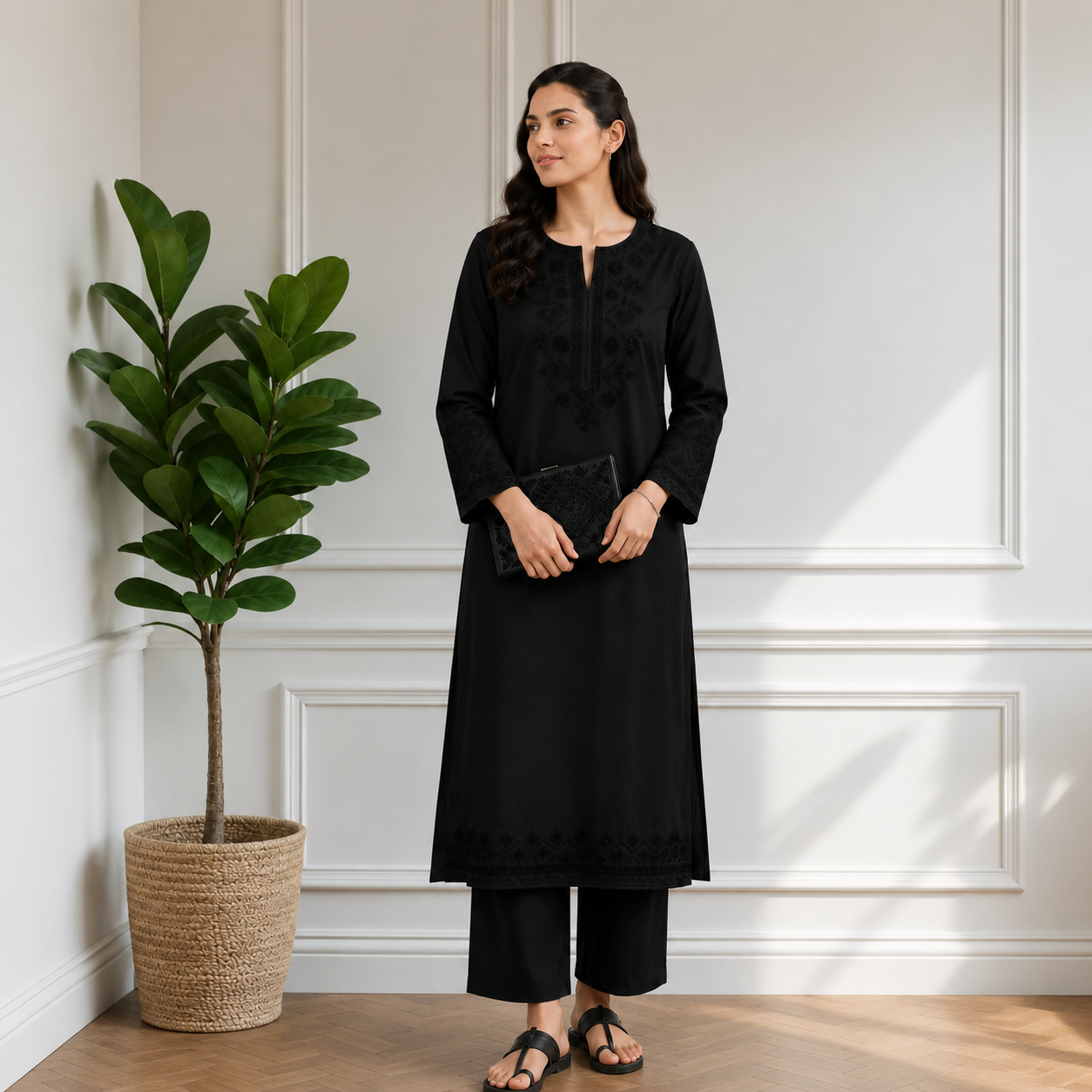 Noir Heritage – 2 Piece Embroidered Set