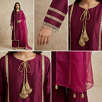 Pink Silk Embellished Suit With Customise Bottoms (33% OFF)
