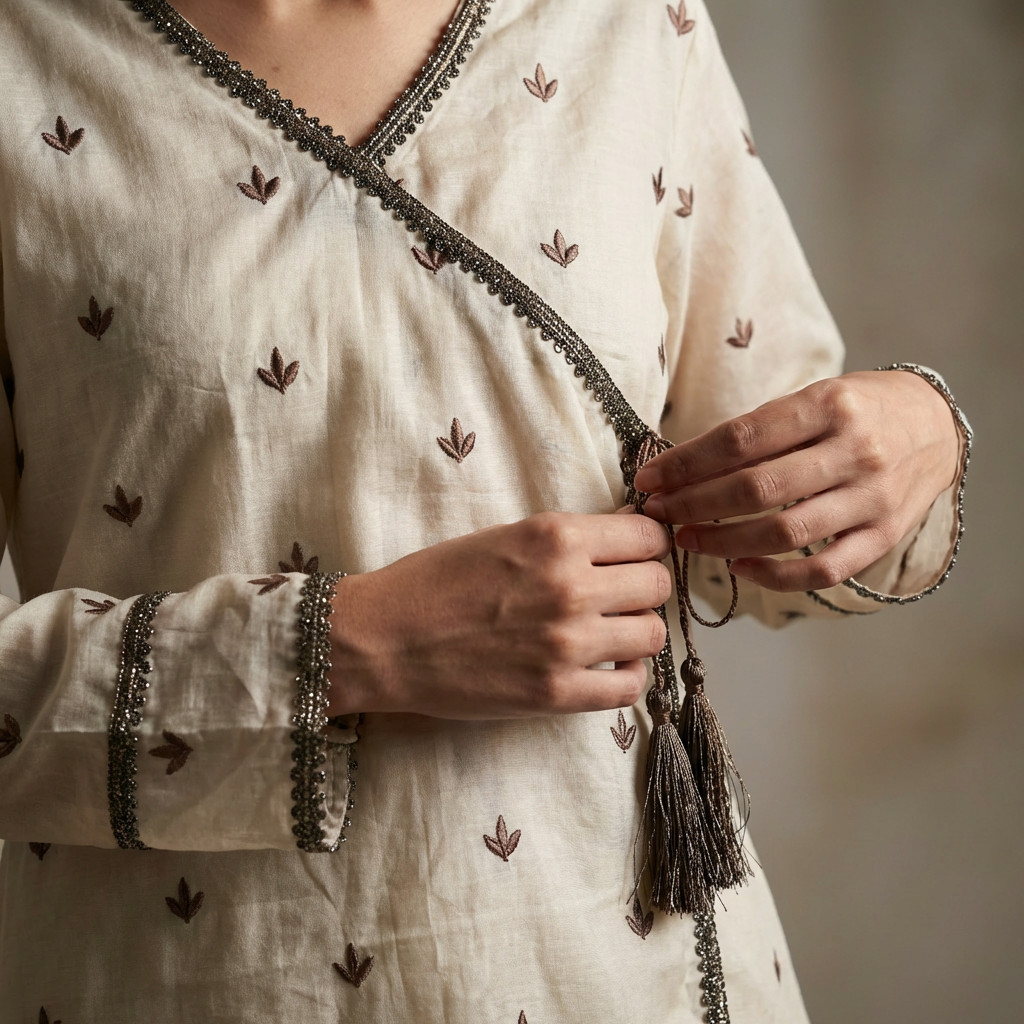 Ivory Angrakha & Flared Gharara 2-Piece Set (15% OFF)