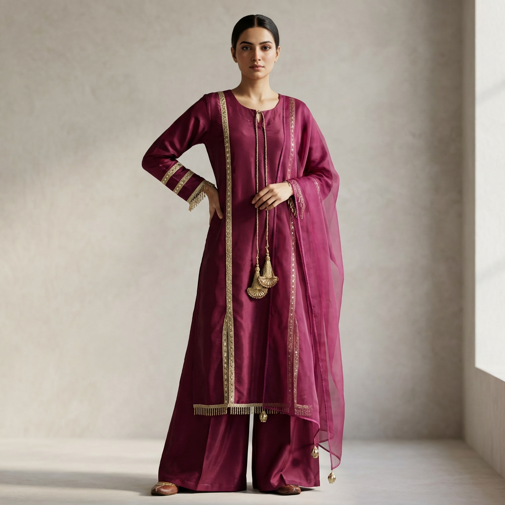 Pink Silk Embellished Suit With Customise Bottoms (33% OFF)