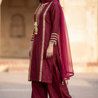 Pink Silk Embellished Suit With Customise Bottoms (33% OFF)