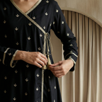 Black & Gold Motif Angrakha with Plazo 2-Piece Set (33% OFF)