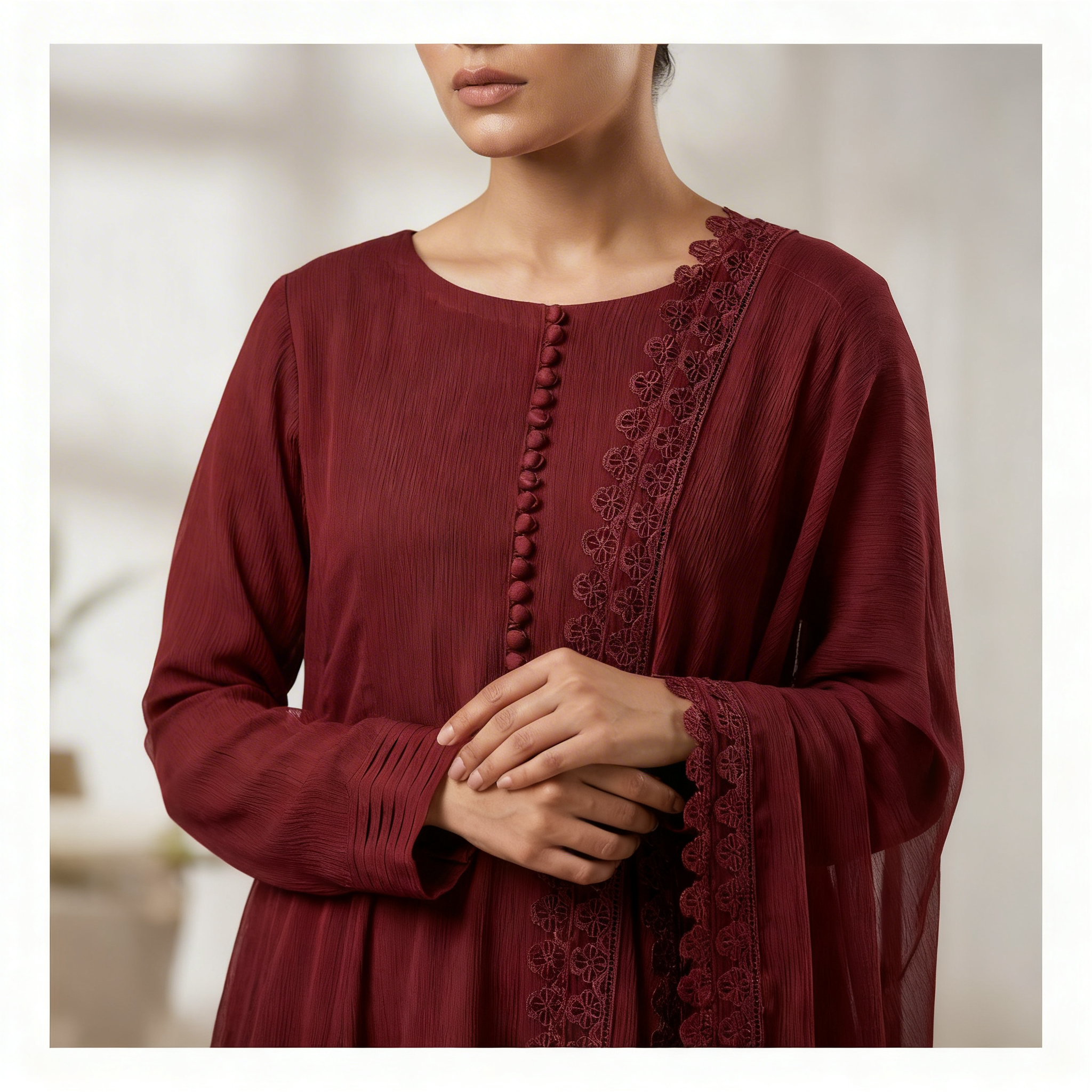 Flowing Chiffon Frock & Dupatta Set (15% OFF)