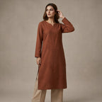 Pintucked Brown 2-Piece Set (20% OFF)
